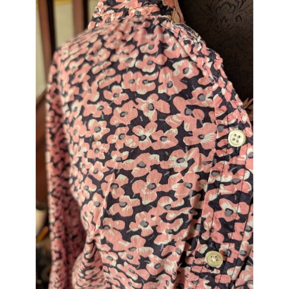 Talbots Woman 18W Pink Black Floral Button-Up Long Sleeve Shirt - Picture 2 of 7